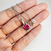 Load image into Gallery viewer, 6 x 8 mm. Antique Cut Pink Brazilian Mystic Topaz with Cz Accents Pendant and Necklace