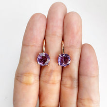 Load image into Gallery viewer, 8 mm. Round Cut Purple Brazilian Amethyst Earrings