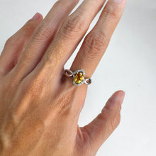 Load image into Gallery viewer, 5 x 7 mm. Oval Cut Yellow Brazilian Citrine with Cz Accents Ring