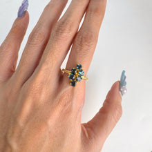 Load image into Gallery viewer, 4 mm. Round Cut London Blue Brazilian Topaz with Cz Band Cluster Ring