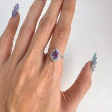 Load image into Gallery viewer, 6 x 8 mm. Oval Cut Purple Brazilian Amethyst with Cz Accents Ring