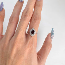 Load image into Gallery viewer, 6 x 8 mm. Oval Cut Red African Garnet with Cz Accents Ring