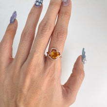 Load image into Gallery viewer, 8 mm. Round Cut Yellow Brazilian Citrine with Cz Accents Ring