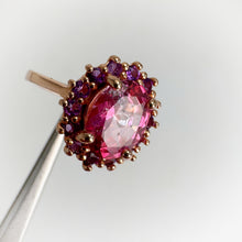 Load image into Gallery viewer, 7 x 9 mm. Oval Cut Pink Brazilian Mystic Topaz with Amethyst Accents Ring (Blemished)