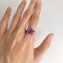 Load image into Gallery viewer, 4 x 6 mm. Pear Cut Purple Brazilian Amethyst with Cz Band Ring