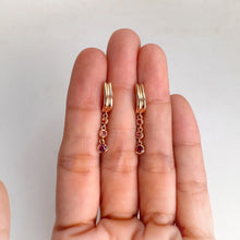 Load image into Gallery viewer, 3 mm. Round Cut Purple African Rhodolite Garnet and Sapphire Drop Earrings