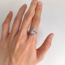 Load image into Gallery viewer, 5 x 7 mm. Oval Cut Blue Brazilian Aquamarine with Cz Accents Ring