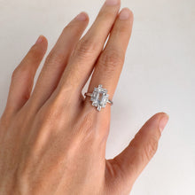 Load image into Gallery viewer, 6 x 8 mm. Octagon Cut White African Goshenite with Cz Accents Ring