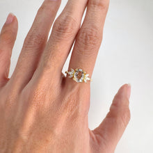 Load image into Gallery viewer, 6 x 8 mm. Oval Cut White Brazilian Topaz with Cz Accents Ring