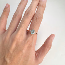 Load image into Gallery viewer, 6 x 8 mm. Oval Cut Green Brazilian Emerald with Cz Accents Ring