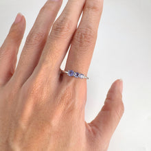 Load image into Gallery viewer, 4 mm. Round Cut Blue Violet Tanzanite with Cz Accents Trilogy Ring (Blemished)
