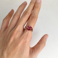 Load image into Gallery viewer, Handmade 5 x 8.5 mm. Pear Cut Pink Nigerian Tourmaline Cluster Ring (Blemished)