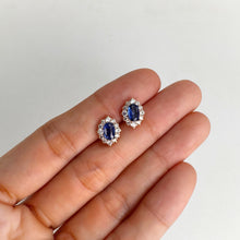 Load image into Gallery viewer, 4 x 6 mm. Oval Cut Blue Nepalese Kyanite with Cz Accents Earrings