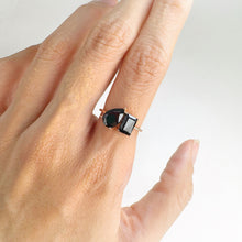 Load image into Gallery viewer, 6 x 9 mm. Pear Cut Black Thai Spinel Cluster Ring