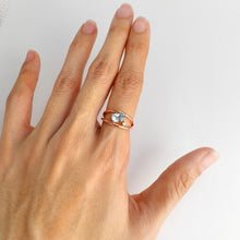 Load image into Gallery viewer, 5 x 7 mm. Oval Cut Sky Blue Brazilian Topaz with Cz Accent Ring