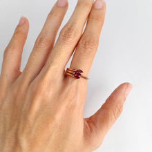 Load image into Gallery viewer, 2.5 x 5 mm. Marquise Cut Purple African Rhodolite Garnet Open Ring