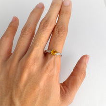 Load image into Gallery viewer, 6 mm. Round Cut Yellow Thai Sapphire with Cz Accents Ring