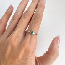 Load image into Gallery viewer, 3 x 5 mm. Oval Cut Green Zambian Emerald with Cz Halo Ring (Blemished)