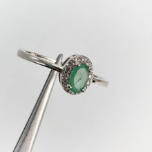 Load image into Gallery viewer, 3 x 5 mm. Oval Cut Green Zambian Emerald with Cz Halo Ring (Blemished)