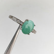 Load image into Gallery viewer, 6 x 7.5 mm. Oval Cut Green Brazilian Emerald with Cz Accents Ring (Blemished)