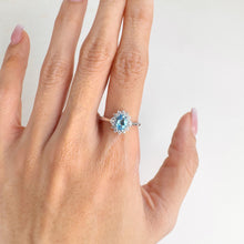 Load image into Gallery viewer, 5 x 7 mm. Oval Cut Swiss Blue Brazilian Topaz with Cz Accents Ring