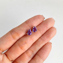 Load image into Gallery viewer, 5 x 7 mm. Pear Cut Purple Brazilian Amethyst Earrings