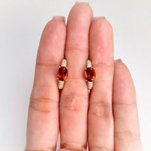Load image into Gallery viewer, 5 x 7 mm. Oval Cut Orange Brazilian Citrine with Cz Accents Earrings