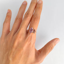 Load image into Gallery viewer, Handmade 6 x 12 mm. Marquise Cut Purple Brazilian Amethyst and Tourmaline Ring