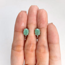 Load image into Gallery viewer, 6 x 8 mm. Oval Cut Green Brazilian Emerald Earrings