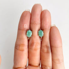 Load image into Gallery viewer, 6 x 8 mm. Oval Cut Green Brazilian Emerald Earrings