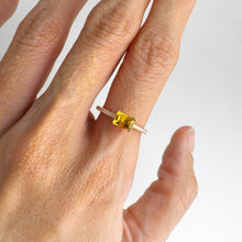Load image into Gallery viewer, 4 x 6 mm Octagon Cut Yellow Brazilian Citrine with Cz Band Ring