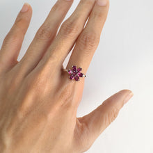 Load image into Gallery viewer, 3 x 4 mm. Oval Cut Purple African Rhodolite Garnet Cluster Ring