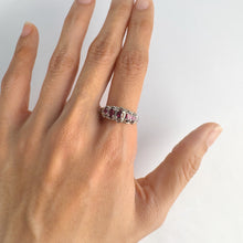 Load image into Gallery viewer, 2.5 x 5 mm. Marquise Cut Purple African Rhodolite Garnet Cluster Ring