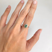 Load image into Gallery viewer, 5 x 7 mm. Oval Cut Green Zambian Emerald with Cz Accents Ring