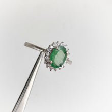 Load image into Gallery viewer, 5 x 7 mm. Oval Cut Green Zambian Emerald with Cz Accents Ring