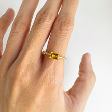 Load image into Gallery viewer, 4 x 6 mm Octagon Cut Yellow Brazilian Citrine with Cz Band Ring