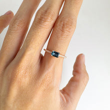 Load image into Gallery viewer, 4 x 6 mm Octagon Cut London Blue Brazilian Topaz with Cz Band Ring