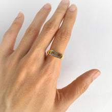 Load image into Gallery viewer, Handmade 5 x 12 mm. Baguette Cut Blue Brazilian Aquamarine Ring