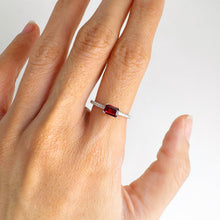 Load image into Gallery viewer, 4 x 6 mm Octagon Cut Red African Garnet with Cz Band Ring
