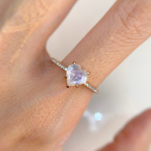 Load image into Gallery viewer, 7 mm. Heart Cut White Indian Moonstone with Cz Band Ring