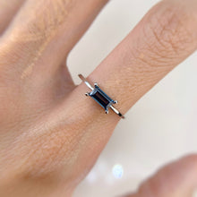 Load image into Gallery viewer, 3 x 6 mm. Baguette Cut London Blue Brazilian Topaz Ring