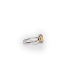 Load image into Gallery viewer, 6 x 8 mm Octagon Cut Yellow Brazilian Citrine with Cz Band Ring