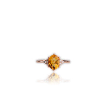 Load image into Gallery viewer, 6 x 8 mm. Oval Cut Yellow Brazilian Citrine with Cz Accents Ring