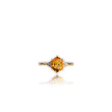 Load image into Gallery viewer, 6 x 8 mm. Oval Cut Yellow Brazilian Citrine with Cz Accents Ring