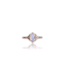 Load image into Gallery viewer, 6 x 8 mm. Oval Cut White Indian Moonstone with Cz Accents Ring