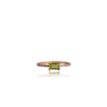 Load image into Gallery viewer, 4 x 6 mm. Octagon Cut Green Pakistani Peridot with Cz Band Ring