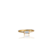 Load image into Gallery viewer, 4 x 6 mm Octagon Cut White Indian Moonstone with Cz Band Ring
