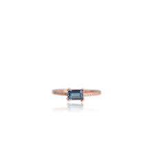 Load image into Gallery viewer, 4 x 6 mm Octagon Cut London Blue Brazilian Topaz with Cz Band Ring
