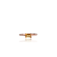 Load image into Gallery viewer, 4 x 6 mm Octagon Cut Yellow Brazilian Citrine with Cz Band Ring