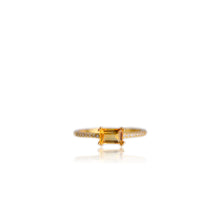 Load image into Gallery viewer, 4 x 6 mm Octagon Cut Yellow Brazilian Citrine with Cz Band Ring